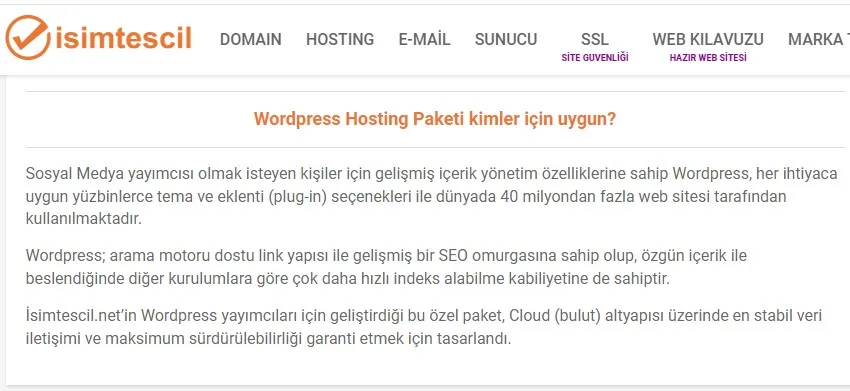 İsimtescilden WordPress ile ilgili bağımsız kaynaktan açıklama